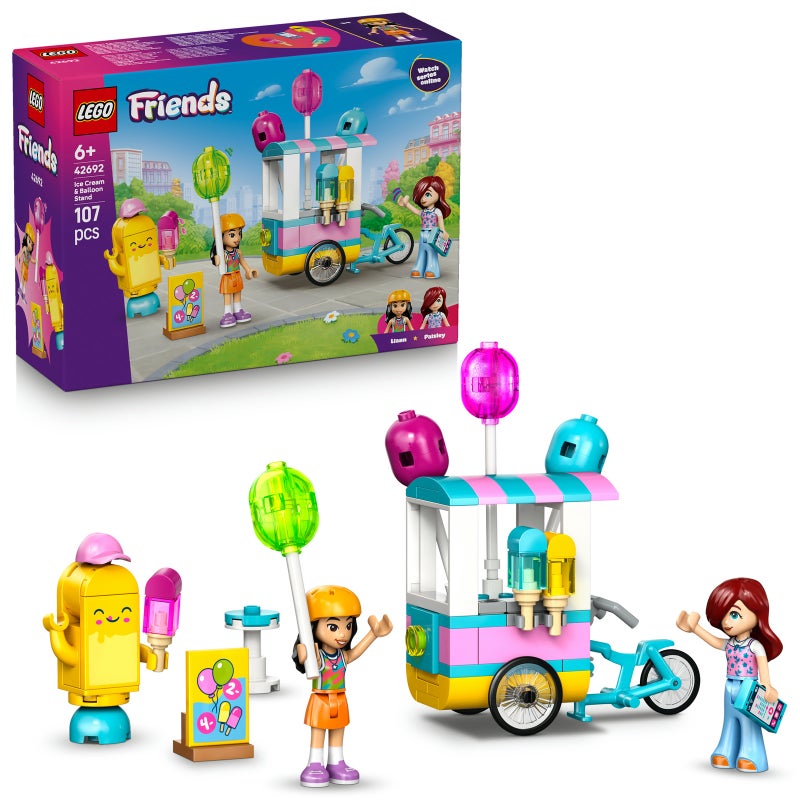 LEGO مجموعة ألعاب بناء LEGO Friends كشك الآيس كريم والبالونات 42692 (107 قطعة) - Image 1